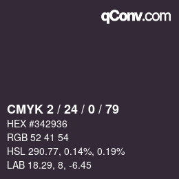カラーコード: CMYK 2 / 24 / 0 / 79 | qconv.com