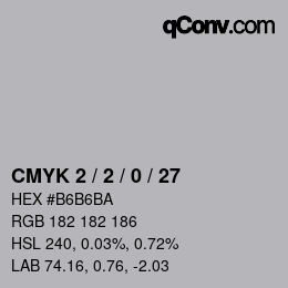 カラーコード: CMYK 2 / 2 / 0 / 27 | qconv.com