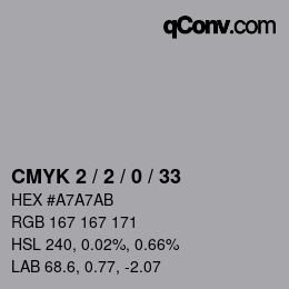 Color code: CMYK 2 / 2 / 0 / 33 | qconv.com