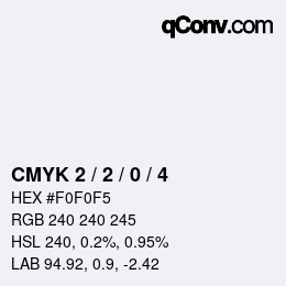 Farbcode: CMYK 2 / 2 / 0 / 4 | qconv.com