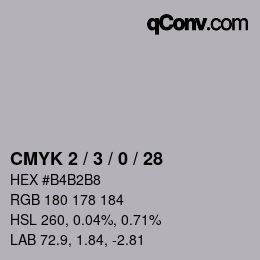 カラーコード: CMYK 2 / 3 / 0 / 28 | qconv.com