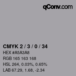 カラーコード: CMYK 2 / 3 / 0 / 34 | qconv.com