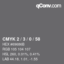 颜色代码: CMYK 2 / 3 / 0 / 58 | qconv.com