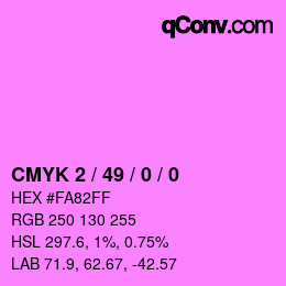 カラーコード: CMYK 2 / 49 / 0 / 0 | qconv.com