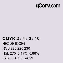 カラーコード: CMYK 2 / 4 / 0 / 10 | qconv.com