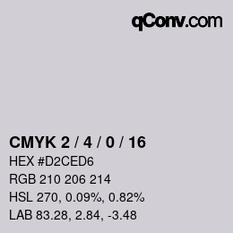 カラーコード: CMYK 2 / 4 / 0 / 16 | qconv.com