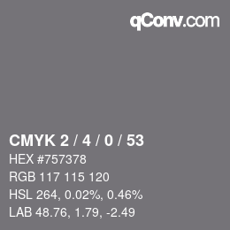 Color code: CMYK 2 / 4 / 0 / 53 | qconv.com