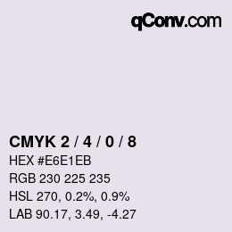カラーコード: CMYK 2 / 4 / 0 / 8 | qconv.com