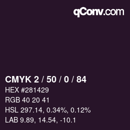 Color code: CMYK 2 / 50 / 0 / 84 | qconv.com