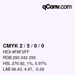 カラーコード: CMYK 2 / 5 / 0 / 0 | qconv.com