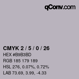 Farbcode: CMYK 2 / 5 / 0 / 26 | qconv.com