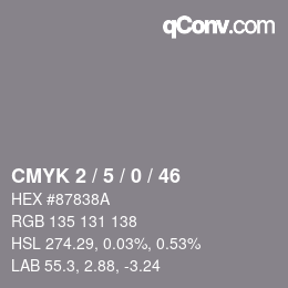 Color code: CMYK 2 / 5 / 0 / 46 | qconv.com