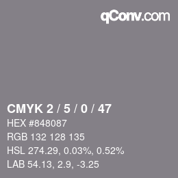 Farbcode: CMYK 2 / 5 / 0 / 47 | qconv.com