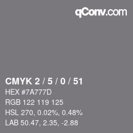 Color code: CMYK 2 / 5 / 0 / 51 | qconv.com