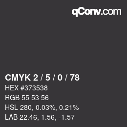 カラーコード: CMYK 2 / 5 / 0 / 78 | qconv.com