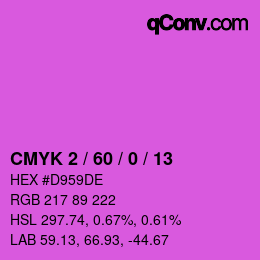 カラーコード: CMYK 2 / 60 / 0 / 13 | qconv.com