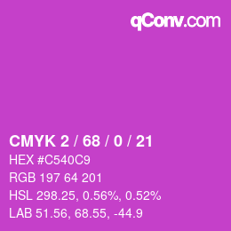 カラーコード: CMYK 2 / 68 / 0 / 21 | qconv.com