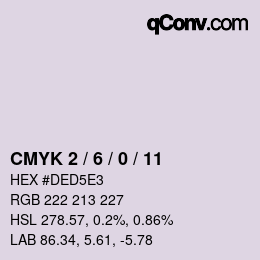 颜色代码: CMYK 2 / 6 / 0 / 11 | qconv.com