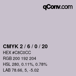 カラーコード: CMYK 2 / 6 / 0 / 20 | qconv.com