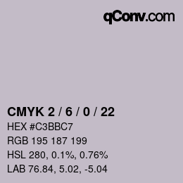 カラーコード: CMYK 2 / 6 / 0 / 22 | qconv.com