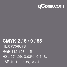 颜色代码: CMYK 2 / 6 / 0 / 55 | qconv.com