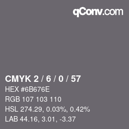 Color code: CMYK 2 / 6 / 0 / 57 | qconv.com