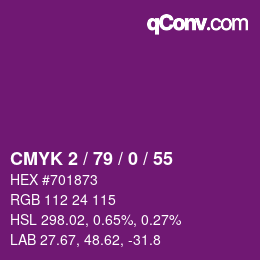 カラーコード: CMYK 2 / 79 / 0 / 55 | qconv.com