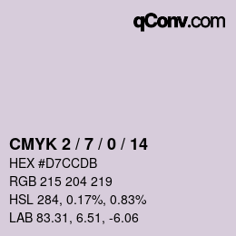 カラーコード: CMYK 2 / 7 / 0 / 14 | qconv.com