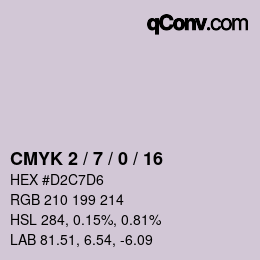 カラーコード: CMYK 2 / 7 / 0 / 16 | qconv.com
