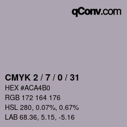 カラーコード: CMYK 2 / 7 / 0 / 31 | qconv.com