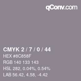 Color code: CMYK 2 / 7 / 0 / 44 | qconv.com
