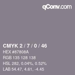 Color code: CMYK 2 / 7 / 0 / 46 | qconv.com