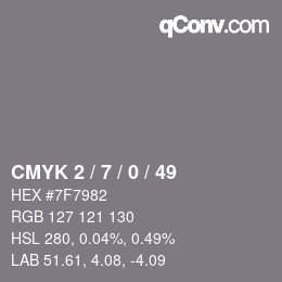 カラーコード: CMYK 2 / 7 / 0 / 49 | qconv.com
