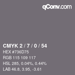 Color code: CMYK 2 / 7 / 0 / 54 | qconv.com