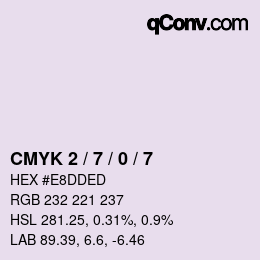 カラーコード: CMYK 2 / 7 / 0 / 7 | qconv.com