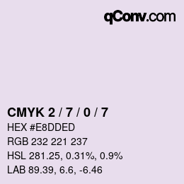 颜色代码: CMYK 2 / 7 / 0 / 7 | qconv.com