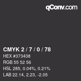 カラーコード: CMYK 2 / 7 / 0 / 78 | qconv.com
