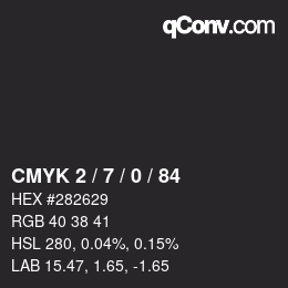 Color code: CMYK 2 / 7 / 0 / 84 | qconv.com