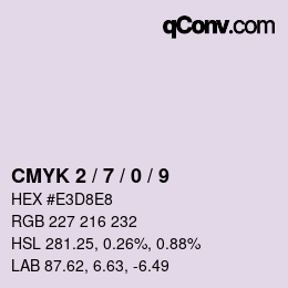 カラーコード: CMYK 2 / 7 / 0 / 9 | qconv.com