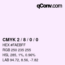カラーコード: CMYK 2 / 8 / 0 / 0 | qconv.com