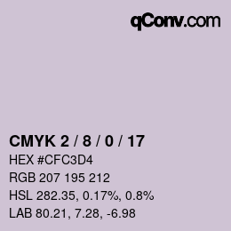 カラーコード: CMYK 2 / 8 / 0 / 17 | qconv.com