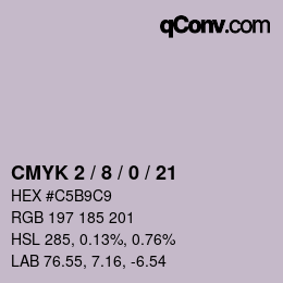 カラーコード: CMYK 2 / 8 / 0 / 21 | qconv.com