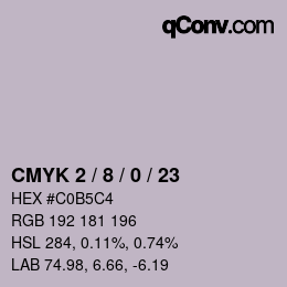 カラーコード: CMYK 2 / 8 / 0 / 23 | qconv.com