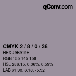 颜色代码: CMYK 2 / 8 / 0 / 38 | qconv.com
