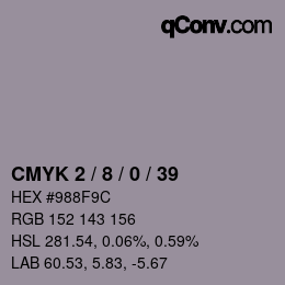 Color code: CMYK 2 / 8 / 0 / 39 | qconv.com