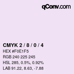 Color code: CMYK 2 / 8 / 0 / 4 | qconv.com