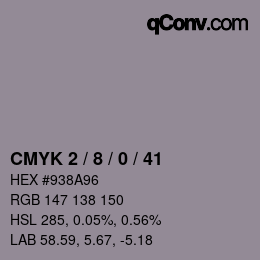 Color code: CMYK 2 / 8 / 0 / 41 | qconv.com