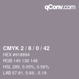 颜色代码: CMYK 2 / 8 / 0 / 42 | qconv.com