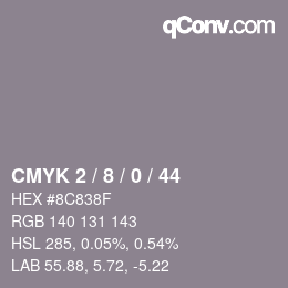 颜色代码: CMYK 2 / 8 / 0 / 44 | qconv.com