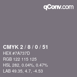 Color code: CMYK 2 / 8 / 0 / 51 | qconv.com